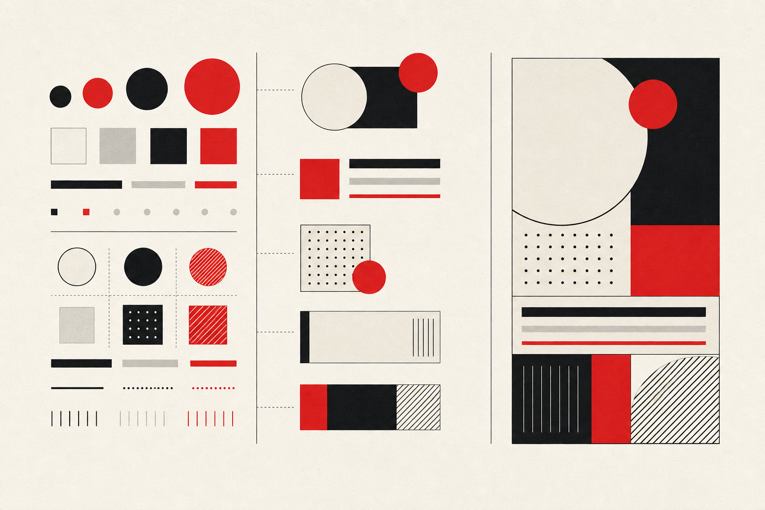 Abstract design system component grid with reusable visual primitives